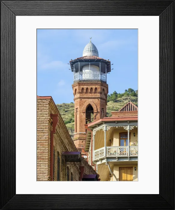 Framed Print : Minaret of Jamma Mosque and historic buildings in Abanotubani bath district Framed Print : Minaret of Jamma Mosque and historic buildings in Abanotubani bath district