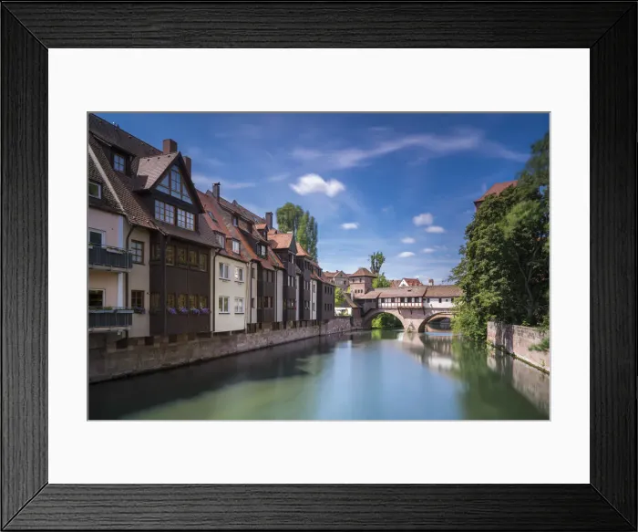 Framed Print : View of Galerie im Henkerhaus taken from a bridge on Trodelmarkt street, Nuremberg, Middle Franconia, Bavaria, Germany Framed Print : View of Galerie im Henkerhaus taken from a bridge on Trodelmarkt street, Nuremberg, Middle Franconia, Bavaria, Germany