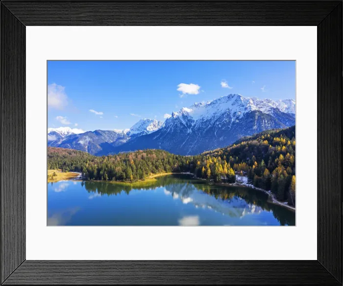 Framed Print : Aerial view on Lautersee and Karwendel, Mittenwald, Bavaria, Germany Framed Print : Aerial view on Lautersee and Karwendel, Mittenwald, Bavaria, Germany