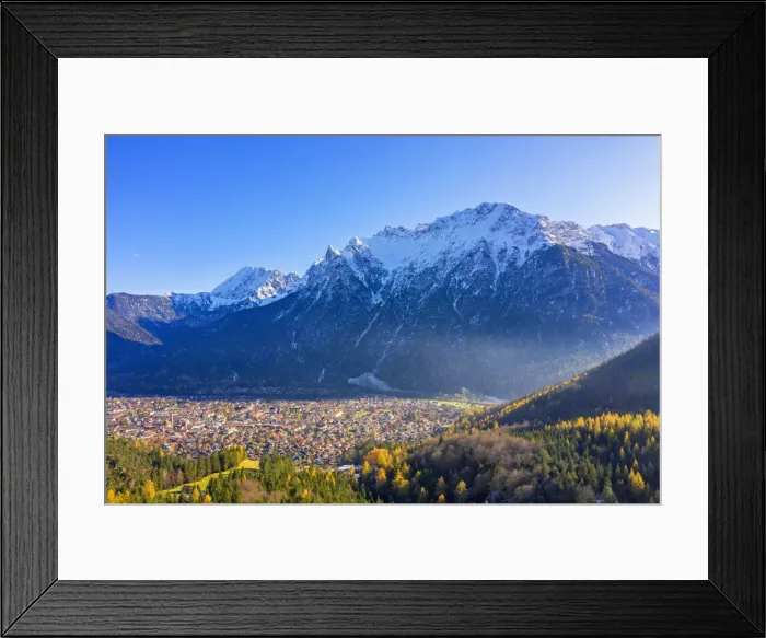 Framed Print : Aerial view on Mittenwald and Karwendel, Mittenwald, Bavaria, Germany Framed Print : Aerial view on Mittenwald and Karwendel, Mittenwald, Bavaria, Germany