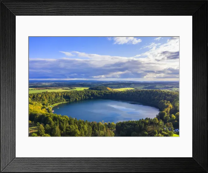 Framed Print : Aerial view on Pulvermaar, Gillenfeld, Eifel, Rhineland-Palatinate, Germany Framed Print : Aerial view on Pulvermaar, Gillenfeld, Eifel, Rhineland-Palatinate, Germany