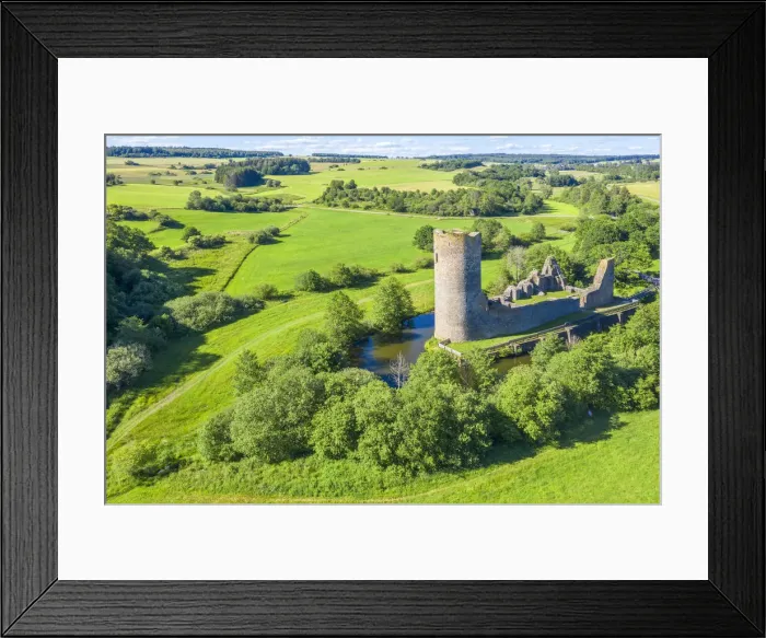 Framed Print : Aerial view on castle ruin Baldenau, Morbach, Hunsruck, Rhineland-Palatinate, Germany Framed Print : Aerial view on castle ruin Baldenau, Morbach, Hunsruck, Rhineland-Palatinate, Germany