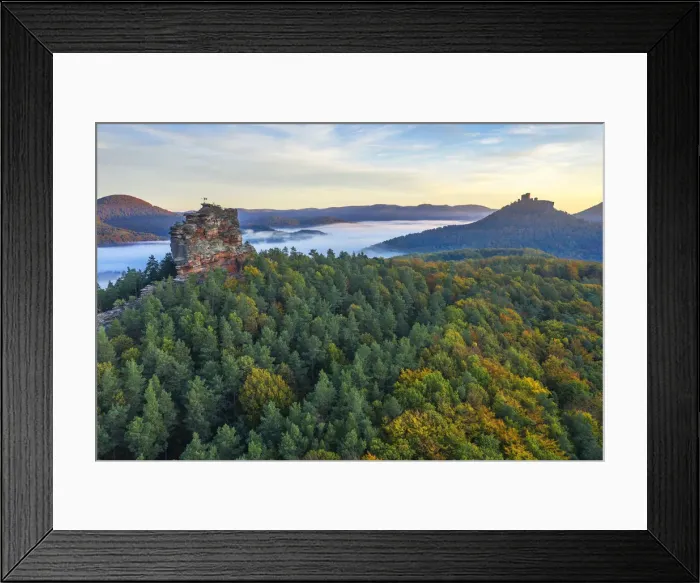 Framed Print : Aerial view at Asselstein with Trifels castle, Annweiler, Palatinate forest, Wasgau Framed Print : Aerial view at Asselstein with Trifels castle, Annweiler, Palatinate forest, Wasgau