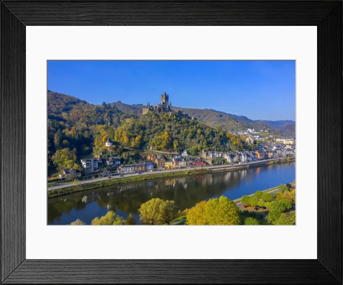 Framed Print : Aerial view on Cochem with Cochem castle, Mosel valley, Rhineland-Palatinate, Germany