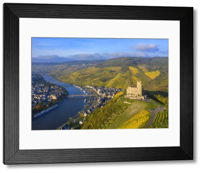 Framed Print : Aerial view on Landshut castle, Bernkastel-Kues, Mosel valley, Rhineland-Palatinate Framed Print : Aerial view on Landshut castle, Bernkastel-Kues, Mosel valley, Rhineland-Palatinate