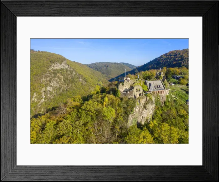 Framed Print : Aerial view on Veldenz castle, Veldenz, Mosel valley, Rhineland-Palatinate, Germany