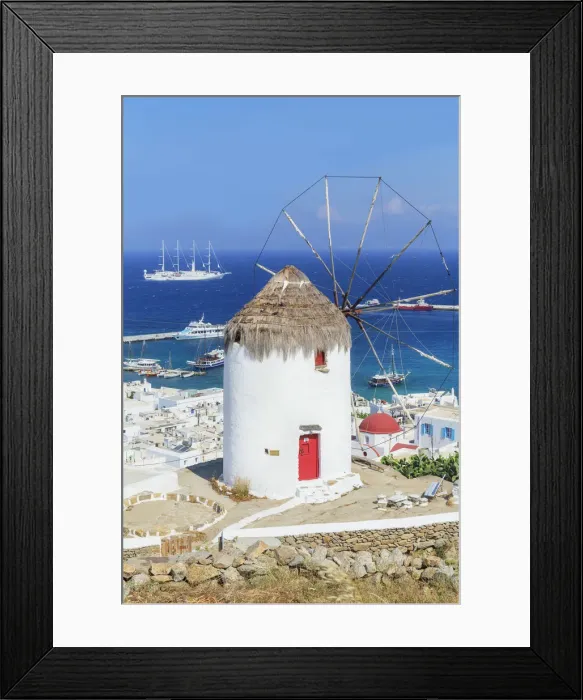 Framed Print : Bonis Windmill overlloking Mykonos Town, Mykonos, Cyclades Islands, Greece Framed Print : Bonis Windmill overlloking Mykonos Town, Mykonos, Cyclades Islands, Greece