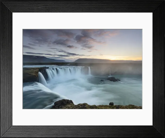 Framed Print : Iceland, Myvatn, Goðafoss, Godafoss lit up by the midnight sun