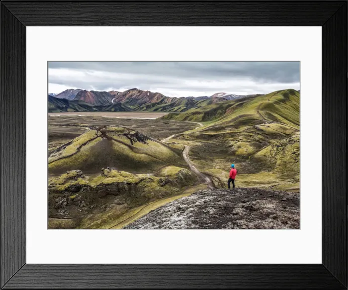 Framed Print : A view towards volcanic crater Stutur and Landmannalaugar mountains, Highlands, Iceland Framed Print : A view towards volcanic crater Stutur and Landmannalaugar mountains, Highlands, Iceland
