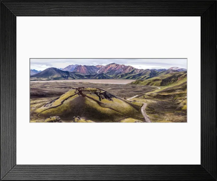Framed Print : A view towards volcanic crater Stutur and Landmannalaugar mountains, Highlands, Iceland Framed Print : A view towards volcanic crater Stutur and Landmannalaugar mountains, Highlands, Iceland