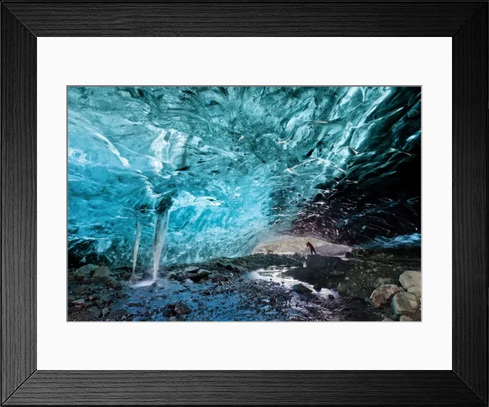 Framed Print : Photographer in Ice Cave, Iceland Framed Print : Photographer in Ice Cave, Iceland