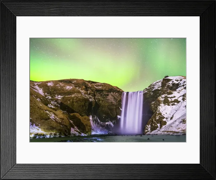 Framed Print : Auror Borealis over Skogafoss waterfall, Vik, Southern Iceland Iceland, Europe Framed Print : Auror Borealis over Skogafoss waterfall, Vik, Southern Iceland Iceland, Europe