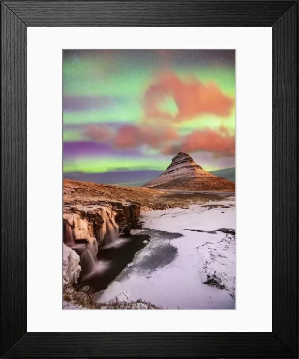 Framed Print : Aurora Borealis over Kirkjufell Waterfall, Snaefellsnes National Park Framed Print : Aurora Borealis over Kirkjufell Waterfall, Snaefellsnes National Park