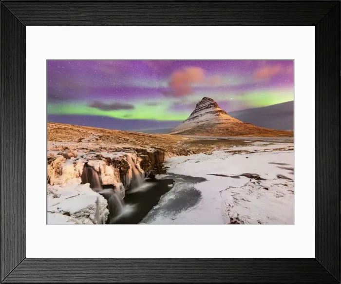 Framed Print : Aurora Borealis over Kirkjufell Waterfall, Snaefellsnes National Park Framed Print : Aurora Borealis over Kirkjufell Waterfall, Snaefellsnes National Park