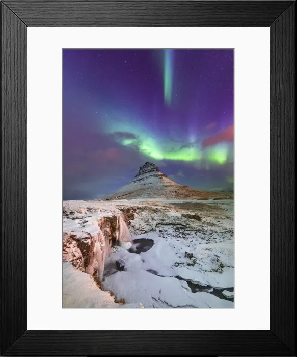 Framed Print : Aurora Borealis over Kirkjufell Waterfall, Snaefellsnes National Park Framed Print : Aurora Borealis over Kirkjufell Waterfall, Snaefellsnes National Park