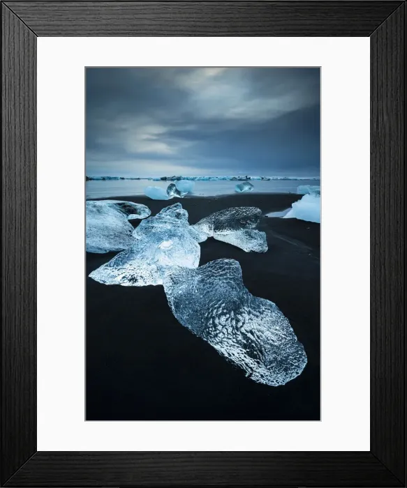 Framed Print : Diamond Beach, Jokulsarlon Glacier Lagoon, Hofn, Iceland, Europe