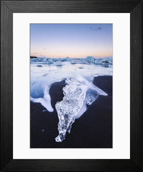 Framed Print : Diamond Beach, Jokulsarlon Glacier Lagoon, Hofn, Iceland, Europe