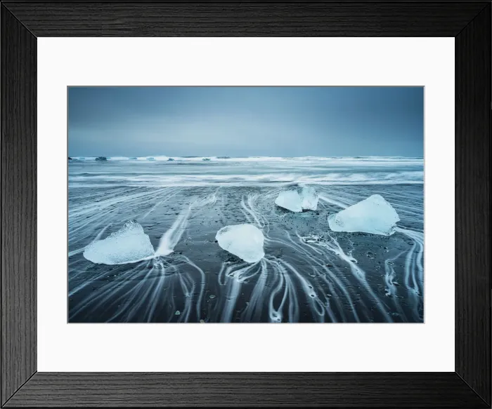 Framed Print : Diamond Beach, Jokulsarlon Glacier Lagoon, Hofn, Iceland, Europe