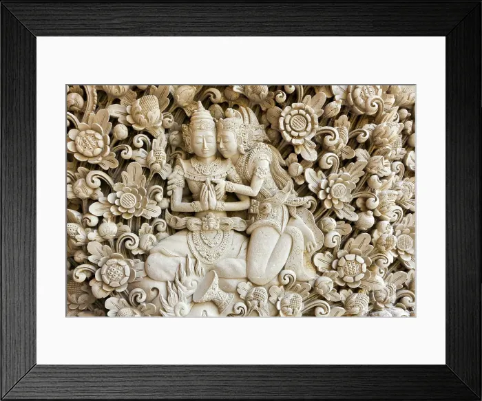 Framed Print : Indonesia, Bali, stone relief, Rama & Sita Framed Print : Indonesia, Bali, stone relief, Rama & Sita