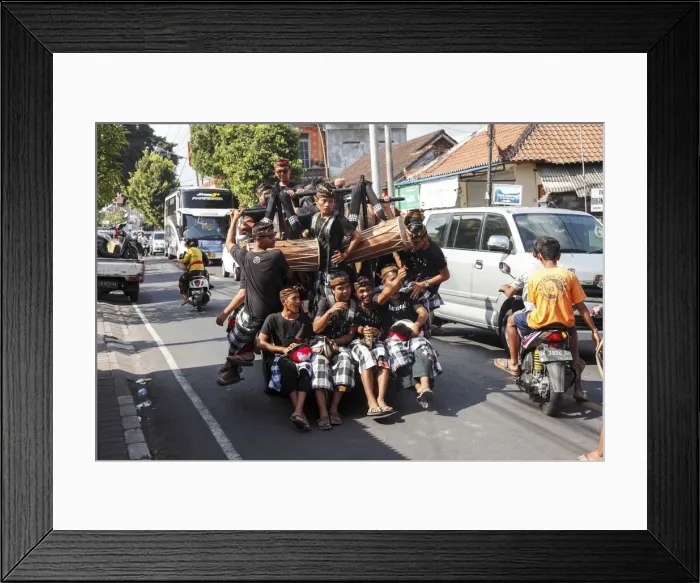 Framed Print : Indonesia, Bali, small truck carrying musicians Framed Print : Indonesia, Bali, small truck carrying musicians