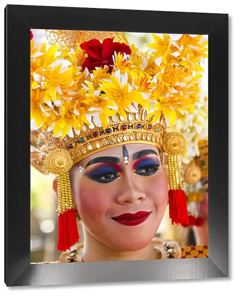 Indonesia, Bali, Sanur, portrait of female Legongdancer in traditional costume