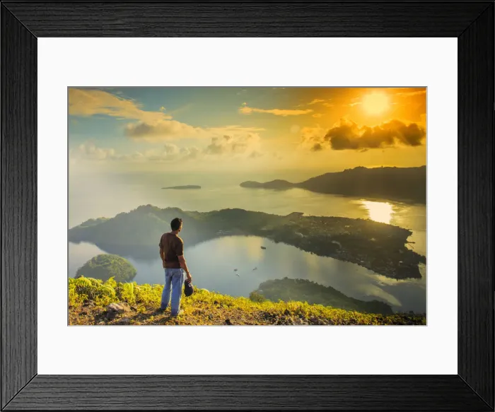 Framed Print : Asia, Indonesia, Spice Islands, Maluku, Banda Api, the view from the summit of Api
