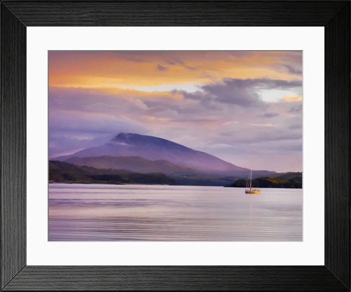 Framed Print : Ireland, Co. Donegal, Rosapenna, Downings, Muckish mountain at dusk Framed Print : Ireland, Co. Donegal, Rosapenna, Downings, Muckish mountain at dusk