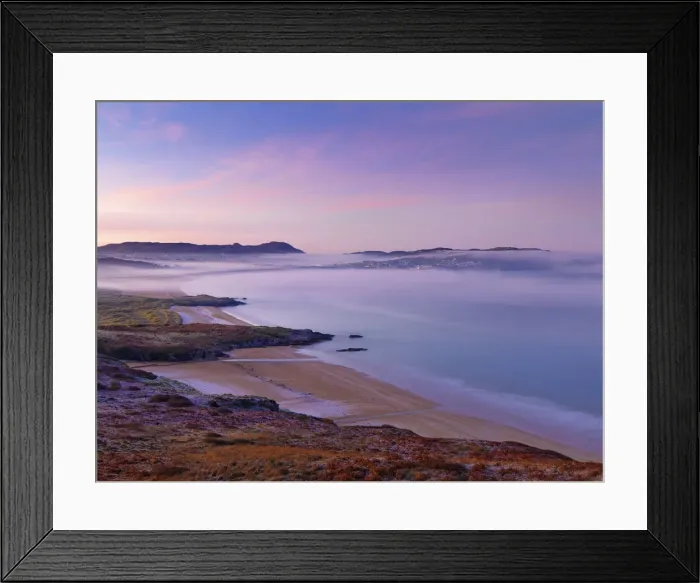Framed Print : Ireland, Co. Donegal, Fanad, Ballymastocker bay overview at dusk