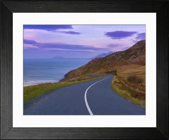 Framed Print : Ireland, Co. Donegal, Fanad, Ballymastocker bay overview, winding road Framed Print : Ireland, Co. Donegal, Fanad, Ballymastocker bay overview, winding road