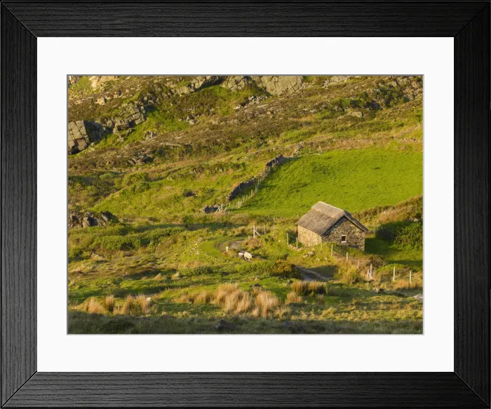 Framed Print : Ireland, Co. Donegal, Rosguill, Tra na Rosann, Stone barn and farm Framed Print : Ireland, Co. Donegal, Rosguill, Tra na Rosann, Stone barn and farm