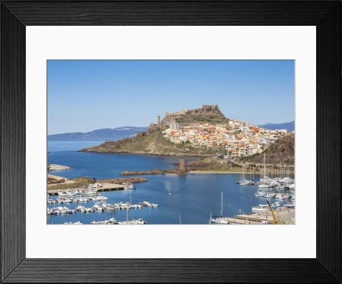 Framed Print : Italy, Sardinia, Sassari Province, Castelsardo, View over marina towards the ancient Framed Print : Italy, Sardinia, Sassari Province, Castelsardo, View over marina towards the ancient