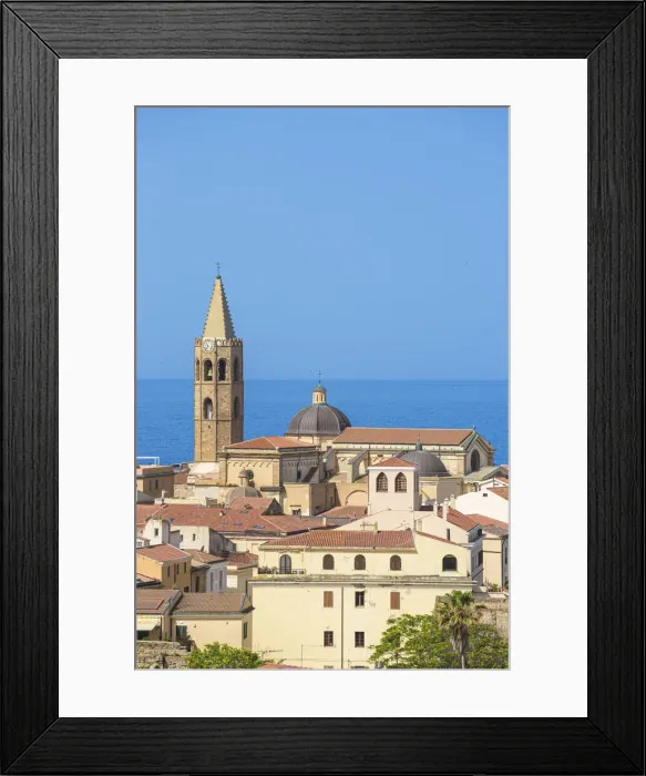 Framed Print : Italy, Sardinia, Alghero, View of historical center towards San Francisco Church Framed Print : Italy, Sardinia, Alghero, View of historical center towards San Francisco Church