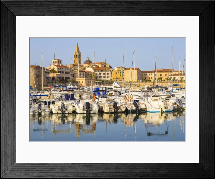 Framed Print : Italy, Sardinia, Alghero, View of harbour and the historical center Framed Print : Italy, Sardinia, Alghero, View of harbour and the historical center
