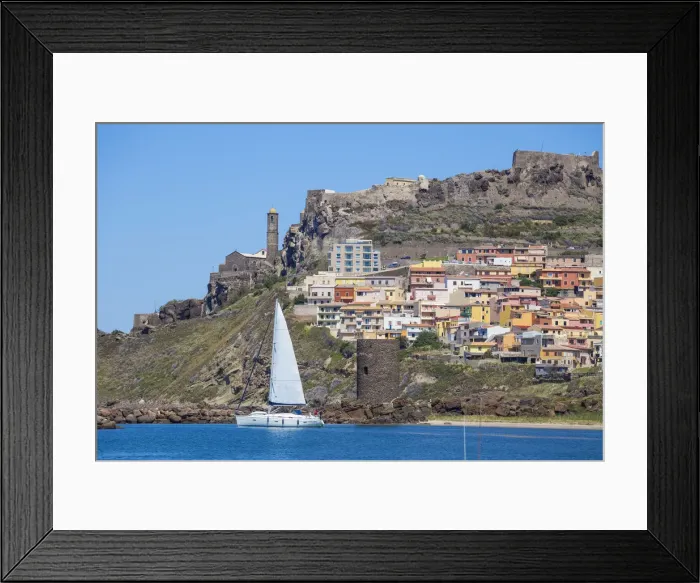 Framed Print : Italy, Sardinia, Sassari Province, Castelsardo, View over marina towards the ancient Framed Print : Italy, Sardinia, Sassari Province, Castelsardo, View over marina towards the ancient