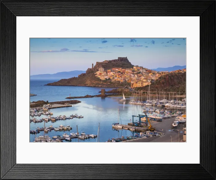 Framed Print : Italy, Sardinia, Sassari Province, Castelsardo, View over marina towards the ancient Framed Print : Italy, Sardinia, Sassari Province, Castelsardo, View over marina towards the ancient