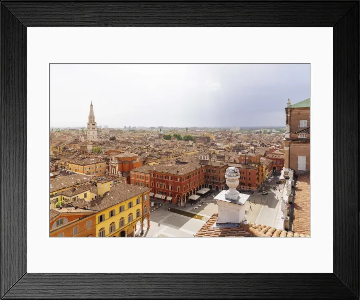Framed Print : Ghirlandina tower from top of Military Academy Palace in Piazza Roma