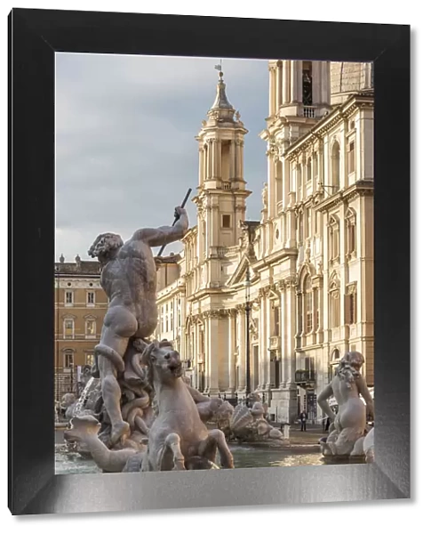 Europe, Italy, Rome. The Piazza Navona with the Neptune