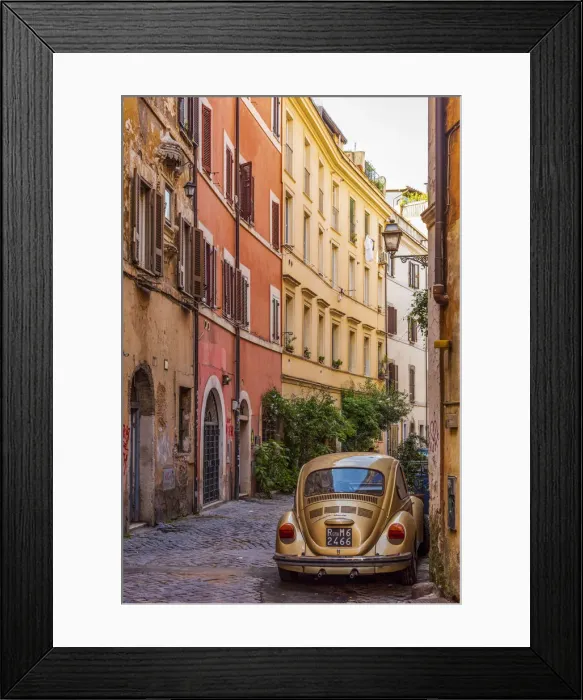 Framed Print : Europe, Italy, Rome. A street in Trastevere with the typical facades Framed Print : Europe, Italy, Rome. A street in Trastevere with the typical facades