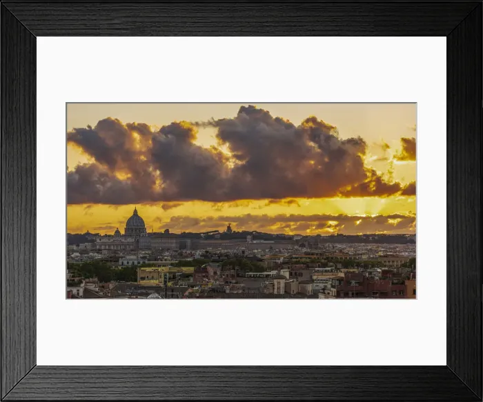 Framed Print : Europe, Italy, Rome. View toward Saint Peters at sunset from the Villa Borghese Framed Print : Europe, Italy, Rome. View toward Saint Peters at sunset from the Villa Borghese