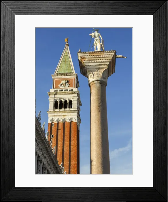 Framed Print : Campanile, St. Marks Square, Column of St. Theodore, Venice, Veneto, Italy Framed Print : Campanile, St. Marks Square, Column of St. Theodore, Venice, Veneto, Italy