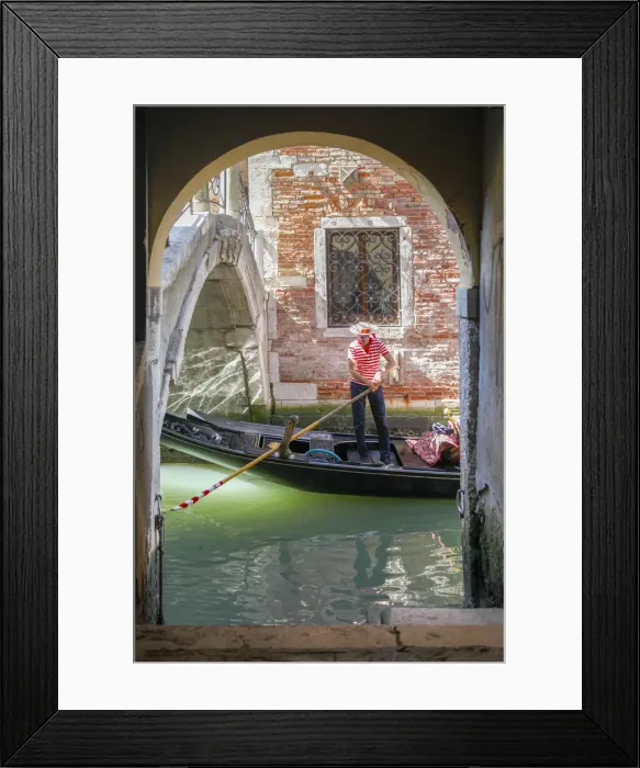 Framed Print : Bridge with canal and gondola, Venice, Veneto, Italy Framed Print : Bridge with canal and gondola, Venice, Veneto, Italy