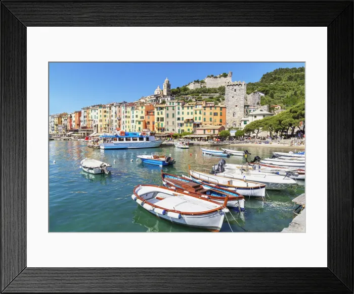 Framed Print : View of Portovenere village and harbour, Portovenere, La Spezia district, Liguria, Italy