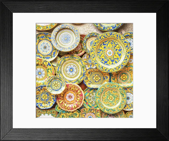 Framed Print : Traditional hand made plates, Erice. Sicily, Italy