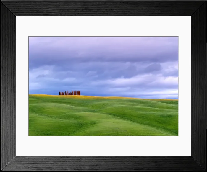 Framed Print : Tuscan landscape, rolling hills with wheat fields and cypress trees Framed Print : Tuscan landscape, rolling hills with wheat fields and cypress trees