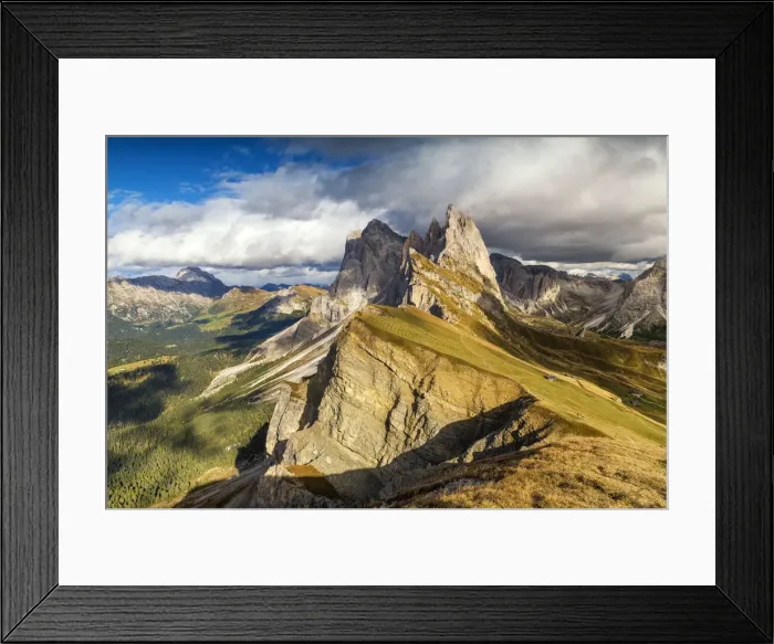 Framed Print : Mt. Seceda, Trentino Alto Adidge, South Tyrol, Dolomites, Italy Framed Print : Mt. Seceda, Trentino Alto Adidge, South Tyrol, Dolomites, Italy