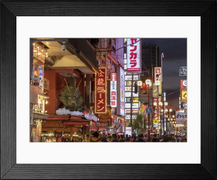 Framed Print : Main street in Dotombori at night, Osaka, Kansai, Japan Framed Print : Main street in Dotombori at night, Osaka, Kansai, Japan