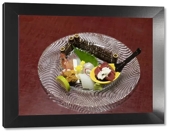 A sashimi course served in a Ryokan, Yufuin, Japan