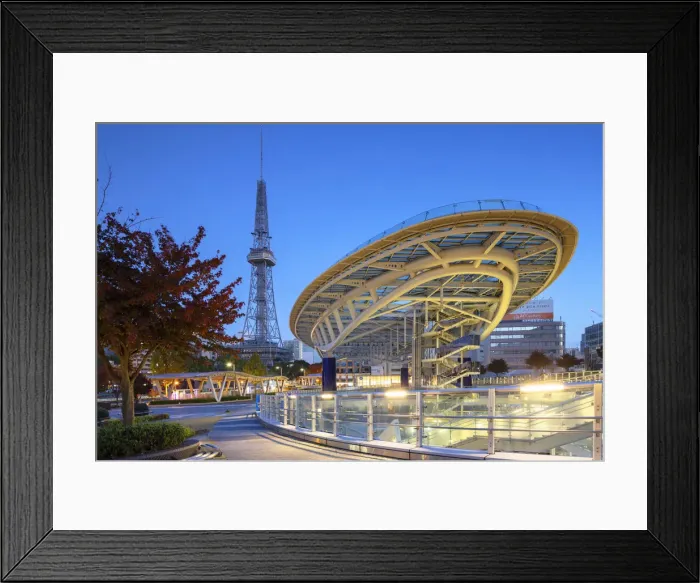 Framed Print : Oasis 21 bus terminal and Nagoya TV Tower at dawn, Nagoya, Japan Framed Print : Oasis 21 bus terminal and Nagoya TV Tower at dawn, Nagoya, Japan