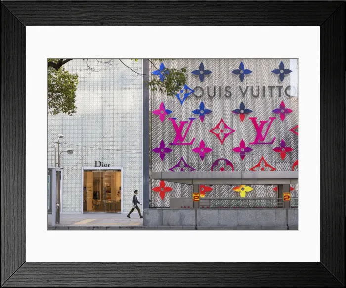 Framed Print : Man walking past luxury store, Nagoya, Japan