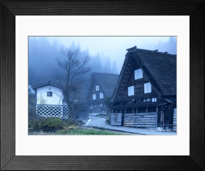 Framed Print : Traditional houses of Ogimachi (UNESCO World Heritage Site) in mist, Shirakawa-go Framed Print : Traditional houses of Ogimachi (UNESCO World Heritage Site) in mist, Shirakawa-go